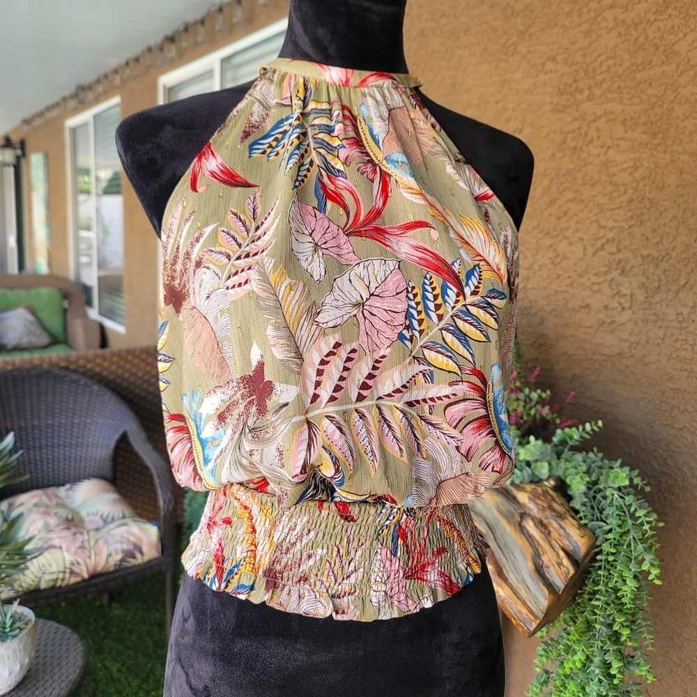 🌿 Joie Tropical Leaf Print Halter Top | Size XS 🌿